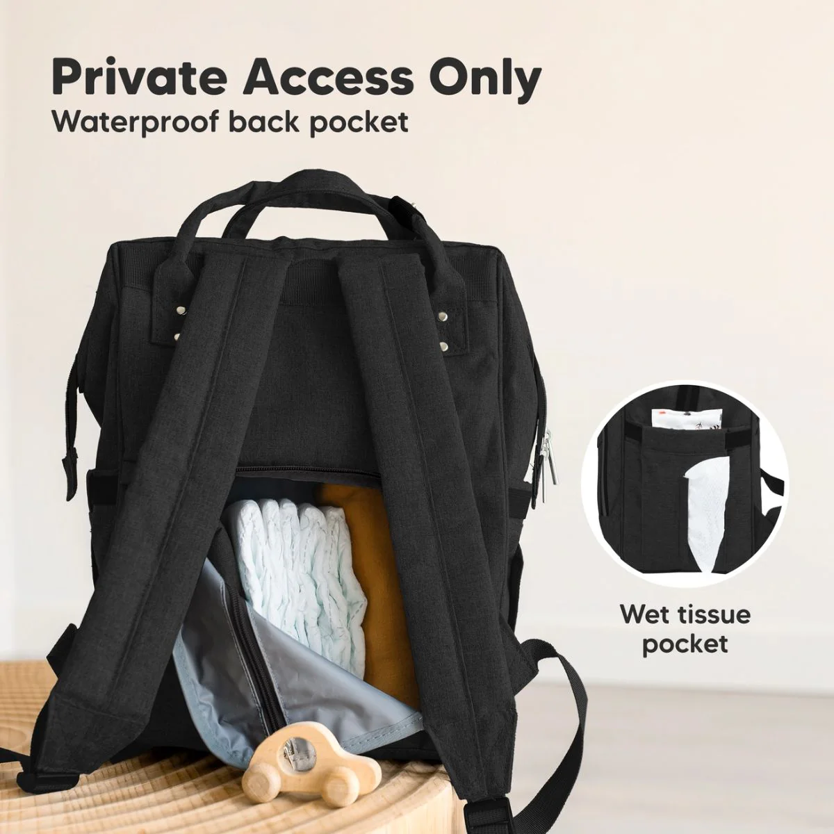 KeaBabies Rove Diaper Backpack - Trendy Black - Image 5