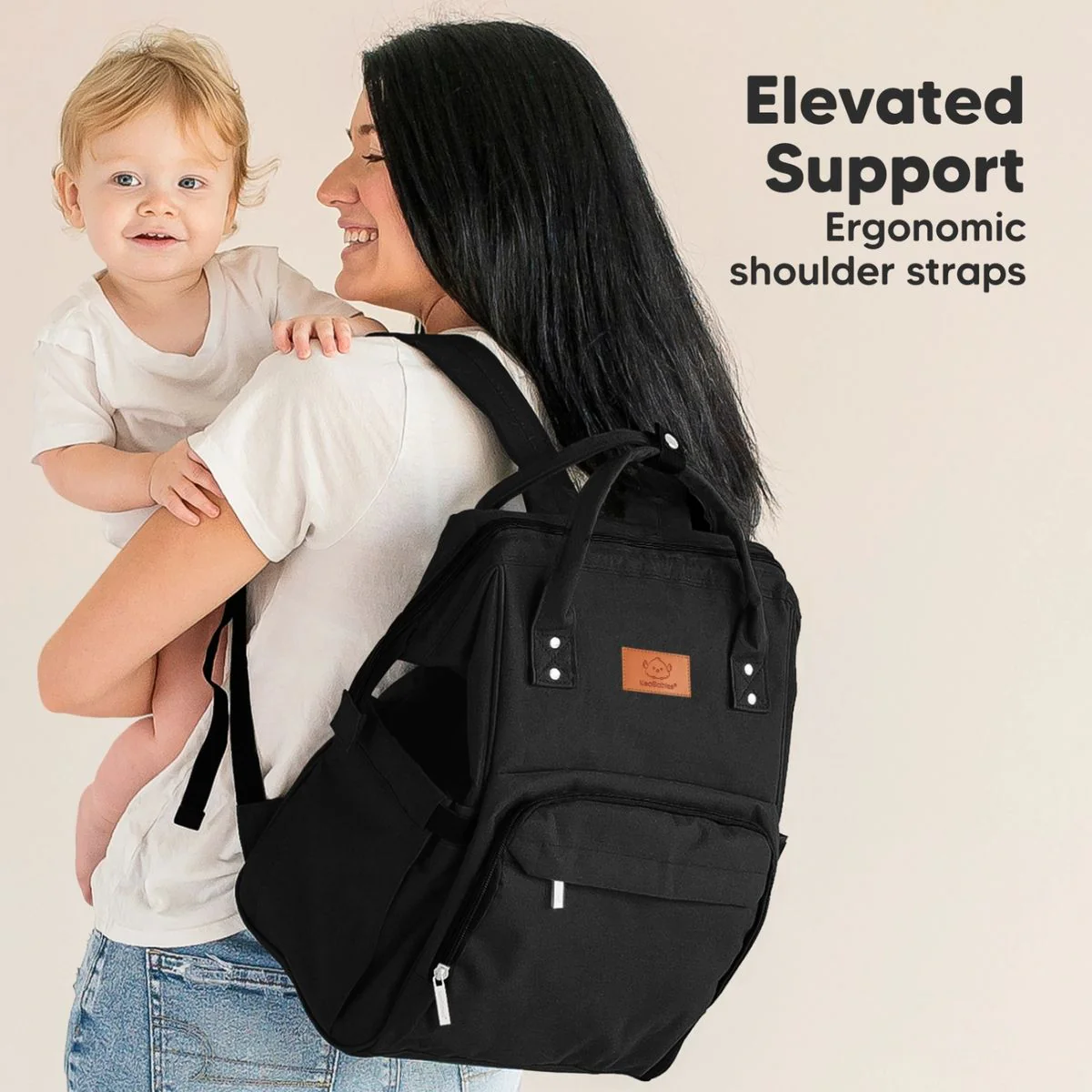 KeaBabies Rove Diaper Backpack - Trendy Black - Image 7