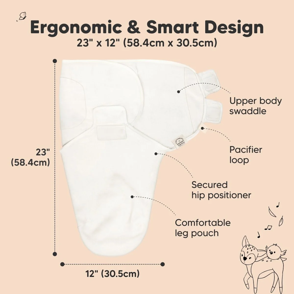 KeaBabies Soothe Swaddle Sack 3 Pack Organic Cotton 0-3M - Soft White - Image 5