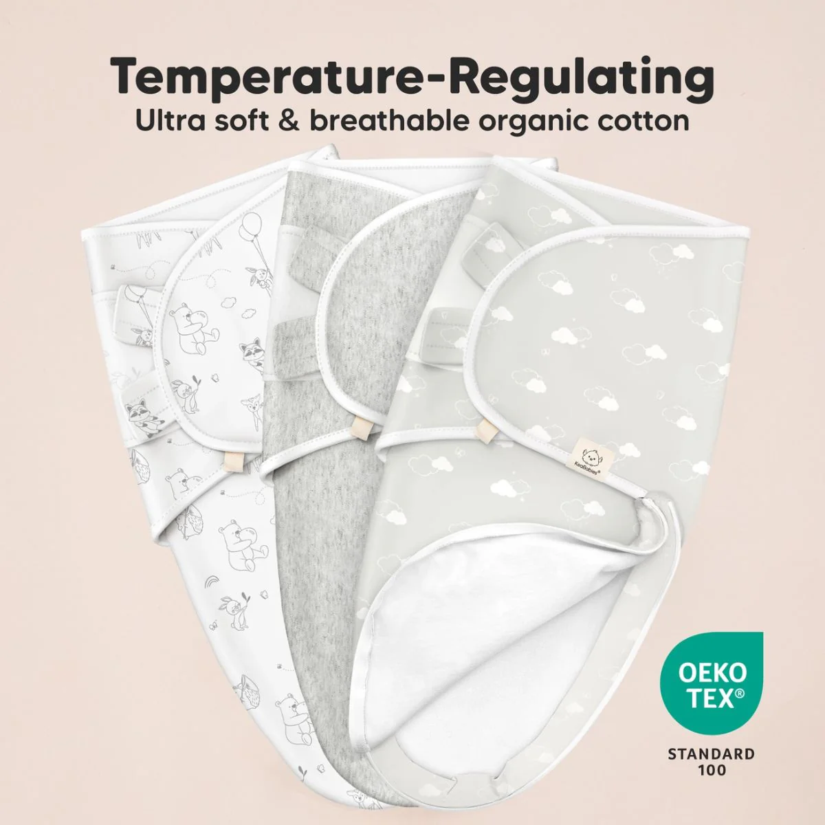 KeaBabies Soothe Swaddle Sack 3 Pack Organic Cotton - Aspire - Image 6