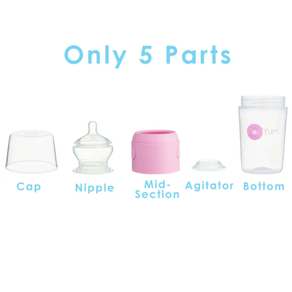 Popyum Anti-Colic Formula Making Baby Bottle 2Pk, 9 Oz - Pastel Pink - Image 4