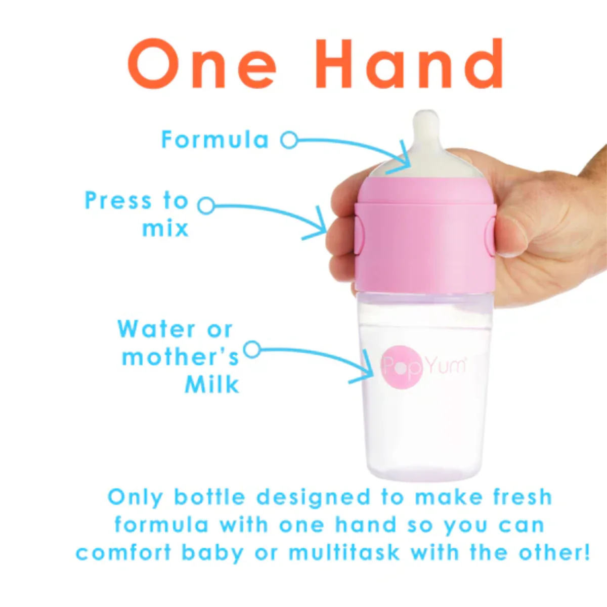 Popyum Anti-Colic Formula Making Baby Bottle 2Pk, 9 Oz - Pastel Pink - Image 5