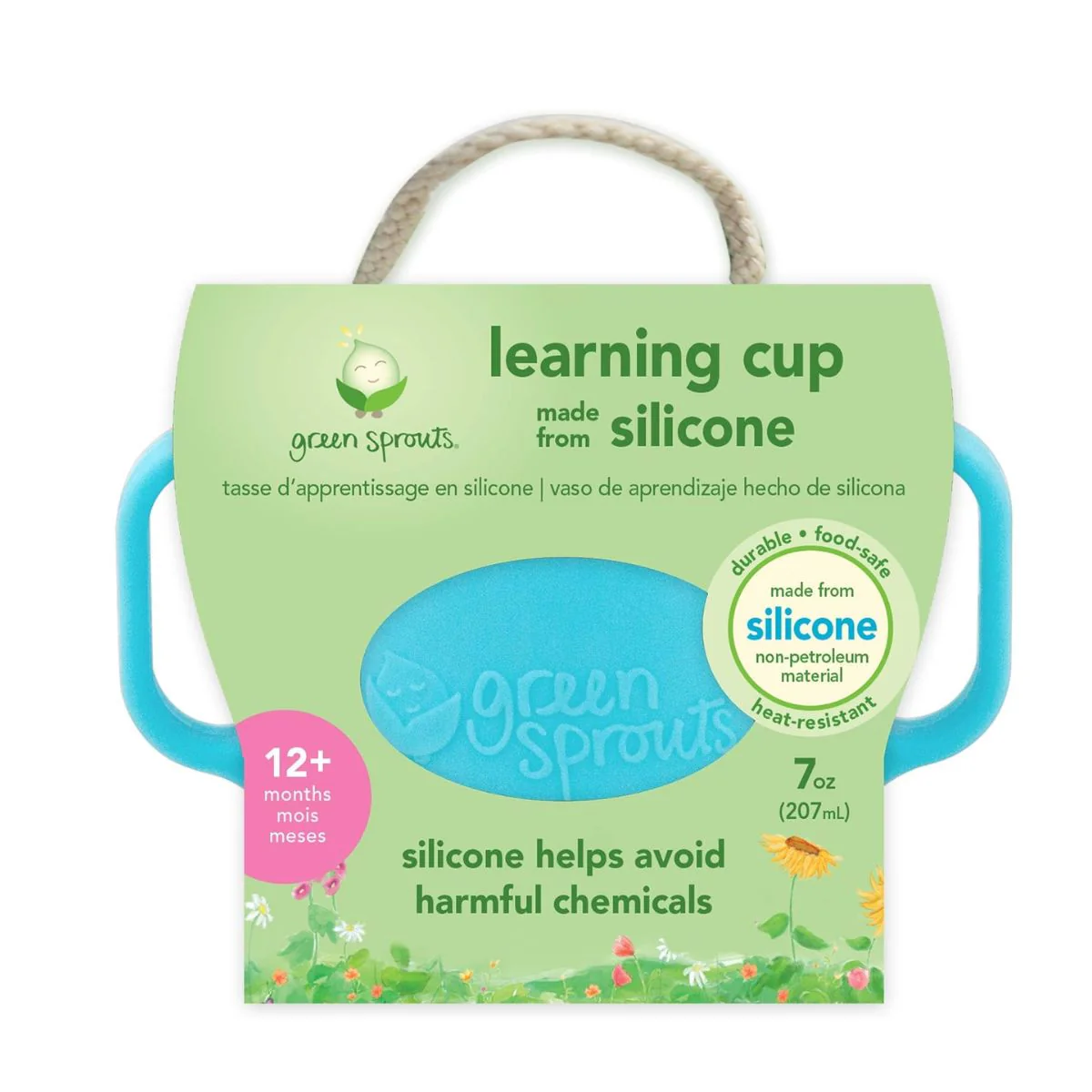Green Sprouts Learning Cup Made From Silicone - Aqua - Image 6