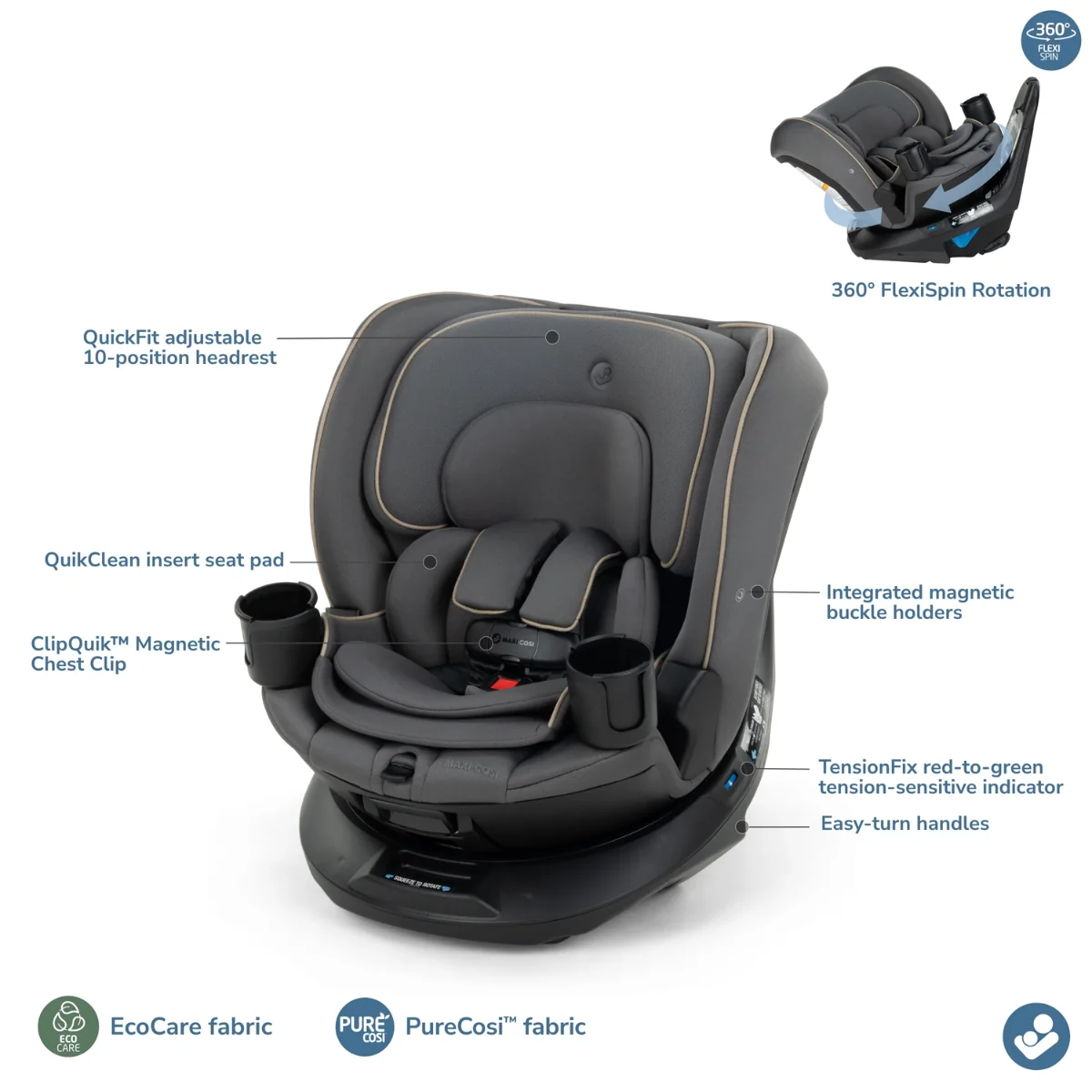 Maxi-Cosi Andi 360 Rotating All-in-One Convertible Car Seat - Caspian Caviar - Image 5