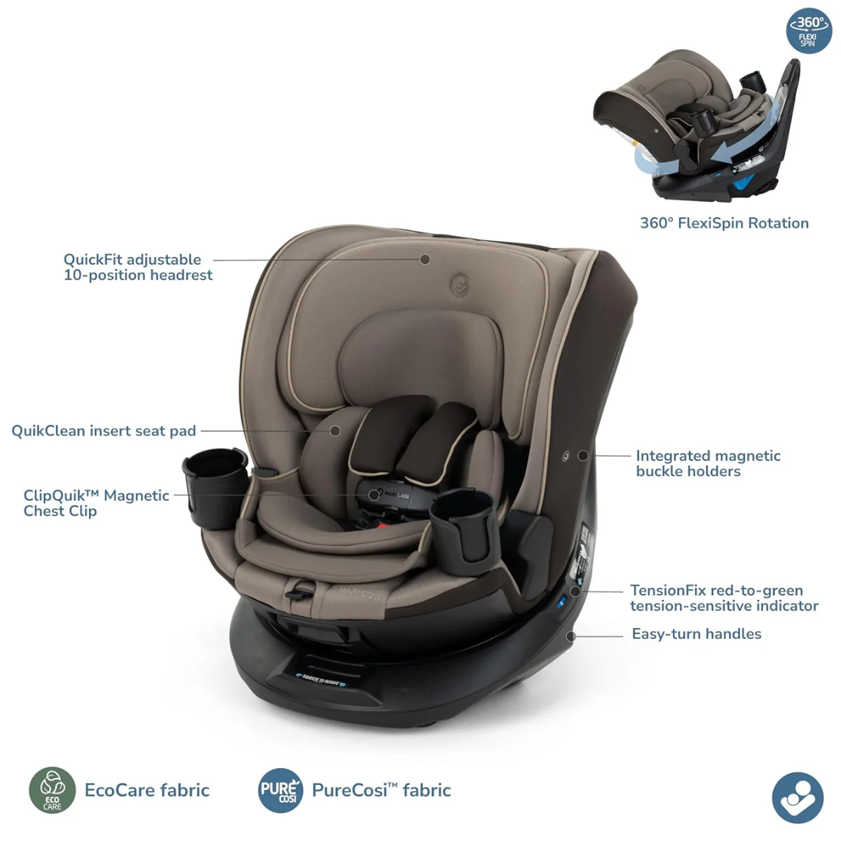 Maxi-Cosi Andi 360 Rotating All-in-One Convertible Car Seat - Truffle - Image 10