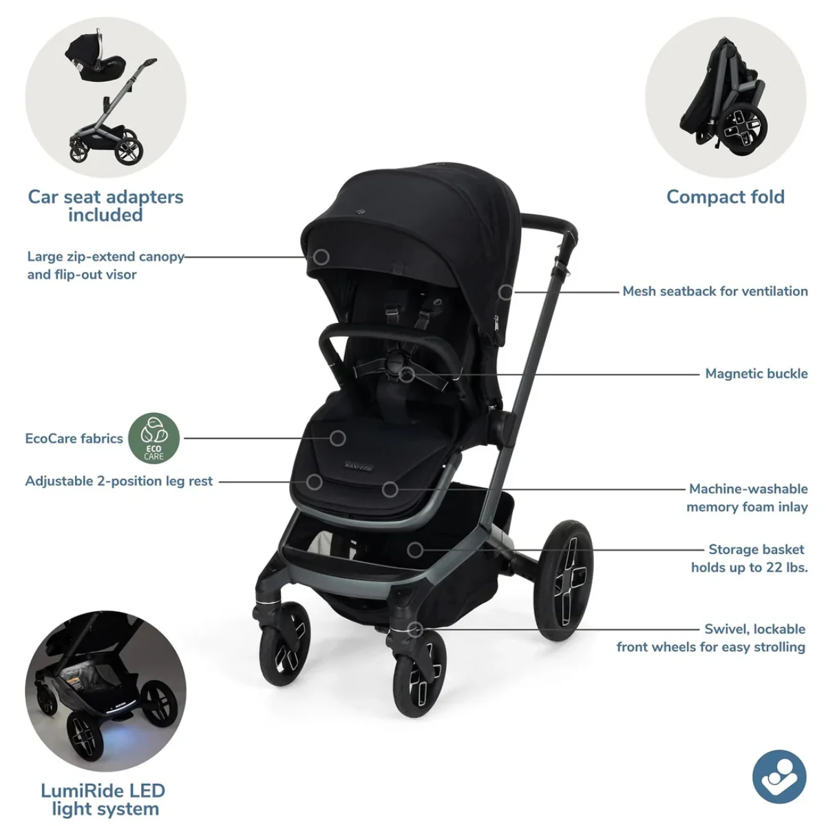 Maxi Cosi Fame Modular Stroller - Twillic Truffle - Image 3