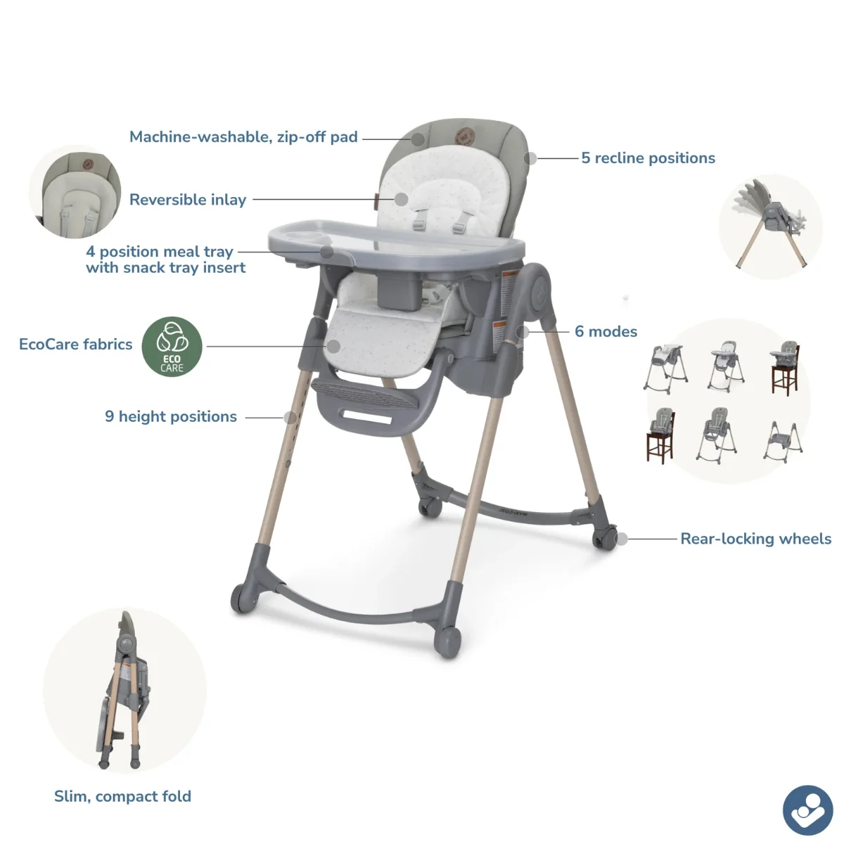 Maxi-Cosi Minla 6-In-1 High Chair - Classic Truffle - Image 3