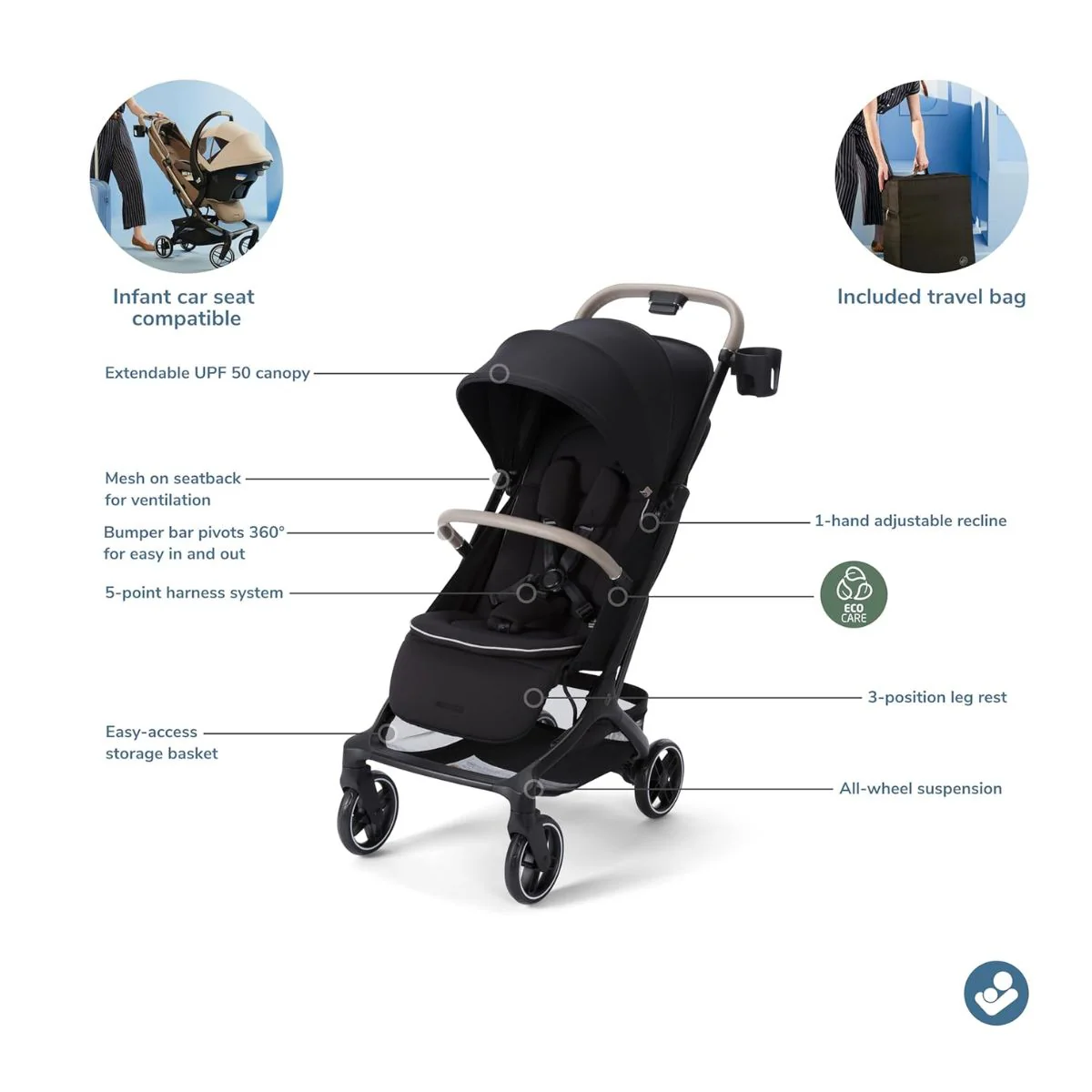 Maxi Cosi Oxford Cabin Lightweight Travel Stroller - Sea Shadow - Image 3