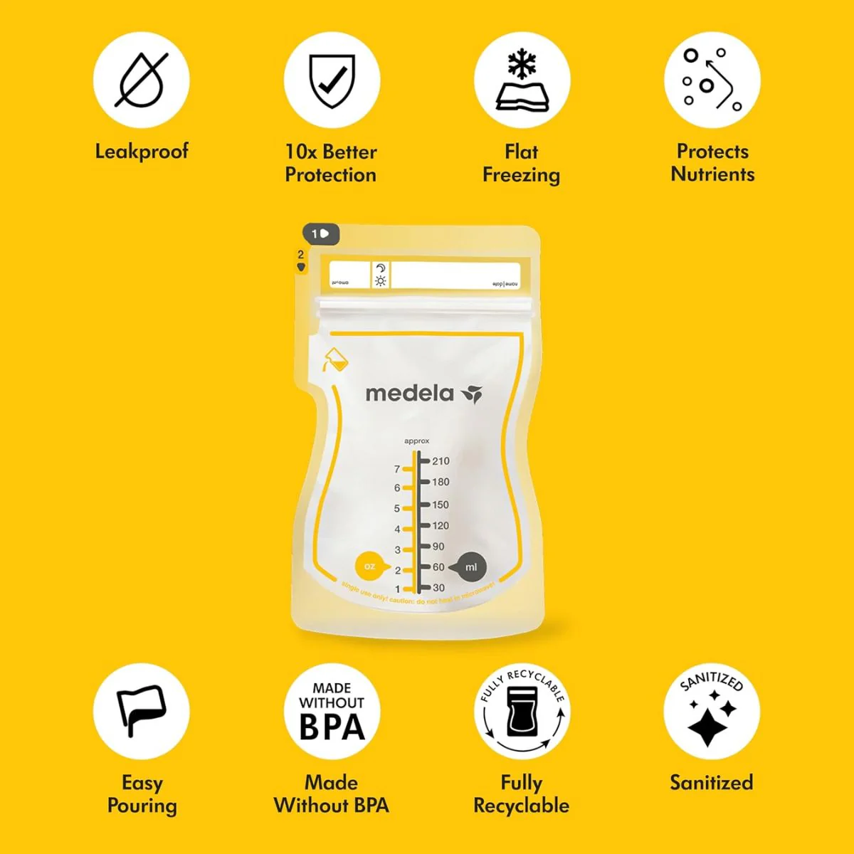 Medela Easy Pour Breast Milk Storage Bags - 100 Count/7oz - Image 4