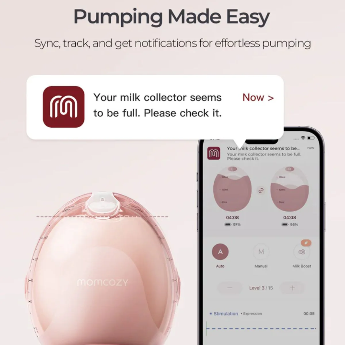 Momcozy Air 1 Ultra Slim Wireless Electric Double Breast Pump - Image 9