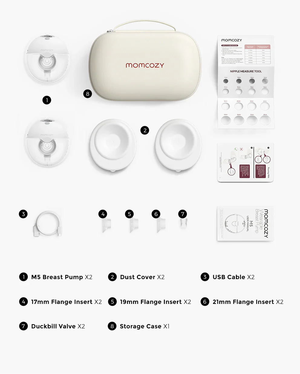 Momcozy - M5 Double Hands-Free Breast Pump Set Quill Grey - Image 5