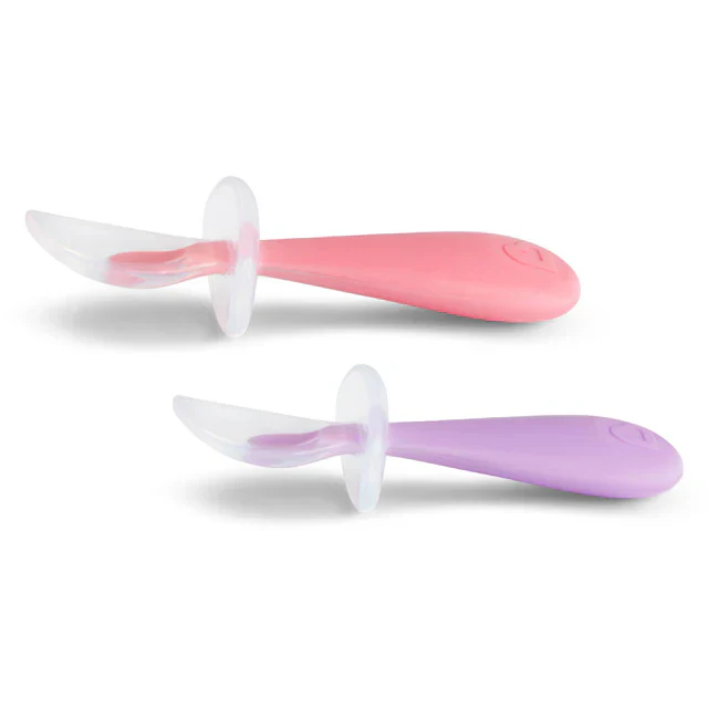 Munchkin Gentle Scoop Silicone Training Spoons 2pk Pink/Purple - Image 2