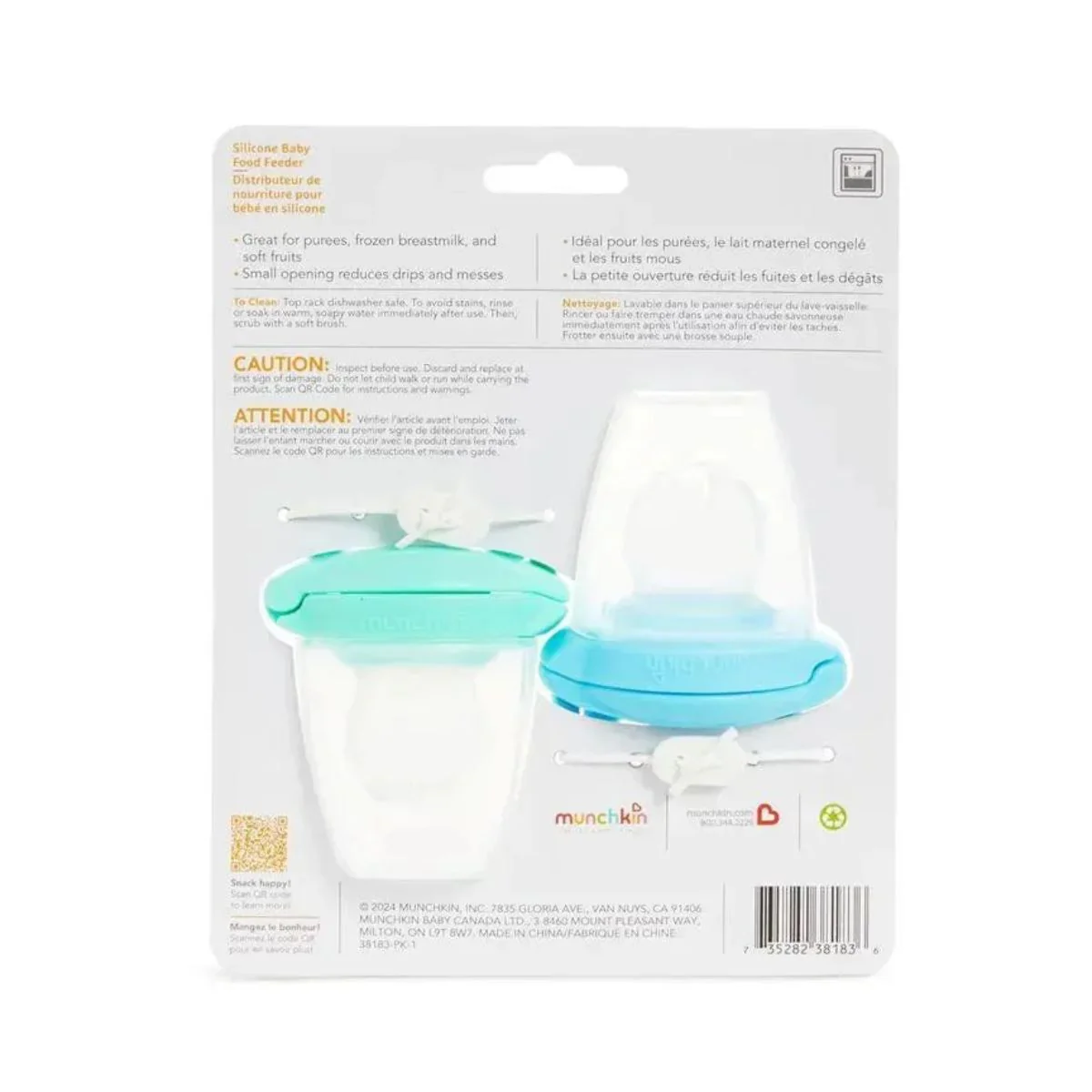 Munchkin Silicone Baby Food Feeder for Solids & Purees 2 pack - Blue/Mint - Image 14