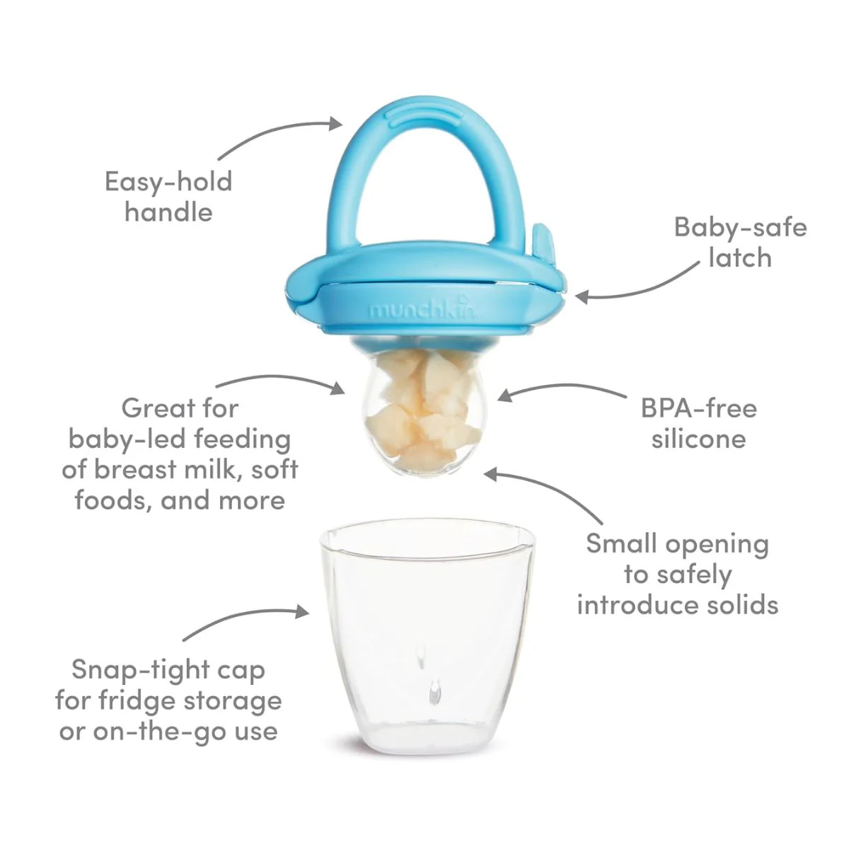 Munchkin Silicone Baby Food Feeder for Solids & Purees 2 pack - Blue/Mint - Image 5