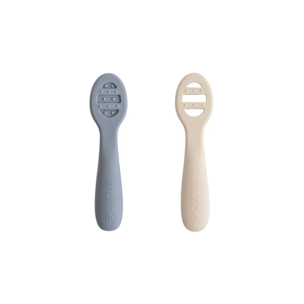 Mushie First Feeding Baby Spoons 2-Pack - Tradewinds/Shifting Sand