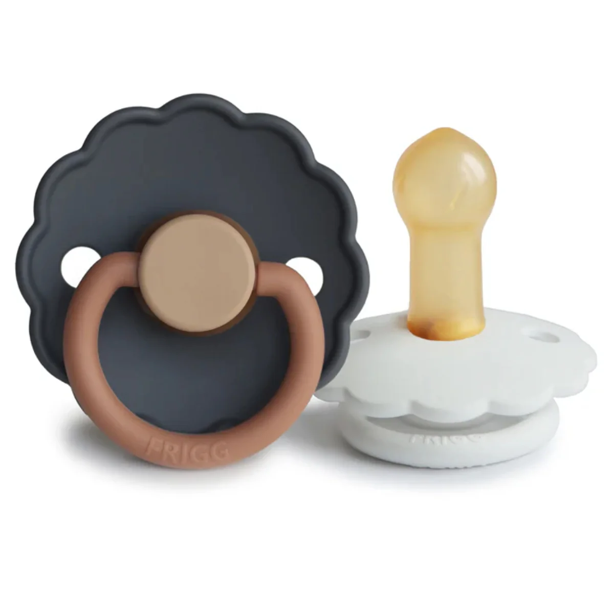 Mushie Frigg Daisy Natural Rubber Pacifier 2 pack - Aurora/Bright White - 6-18M