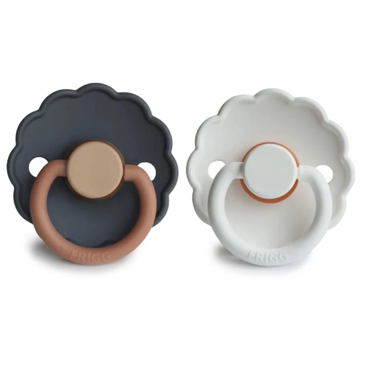 Mushie Frigg Daisy Natural Rubber Pacifier 2 pack - Aurora/Bright White - 6-18M - Image 3