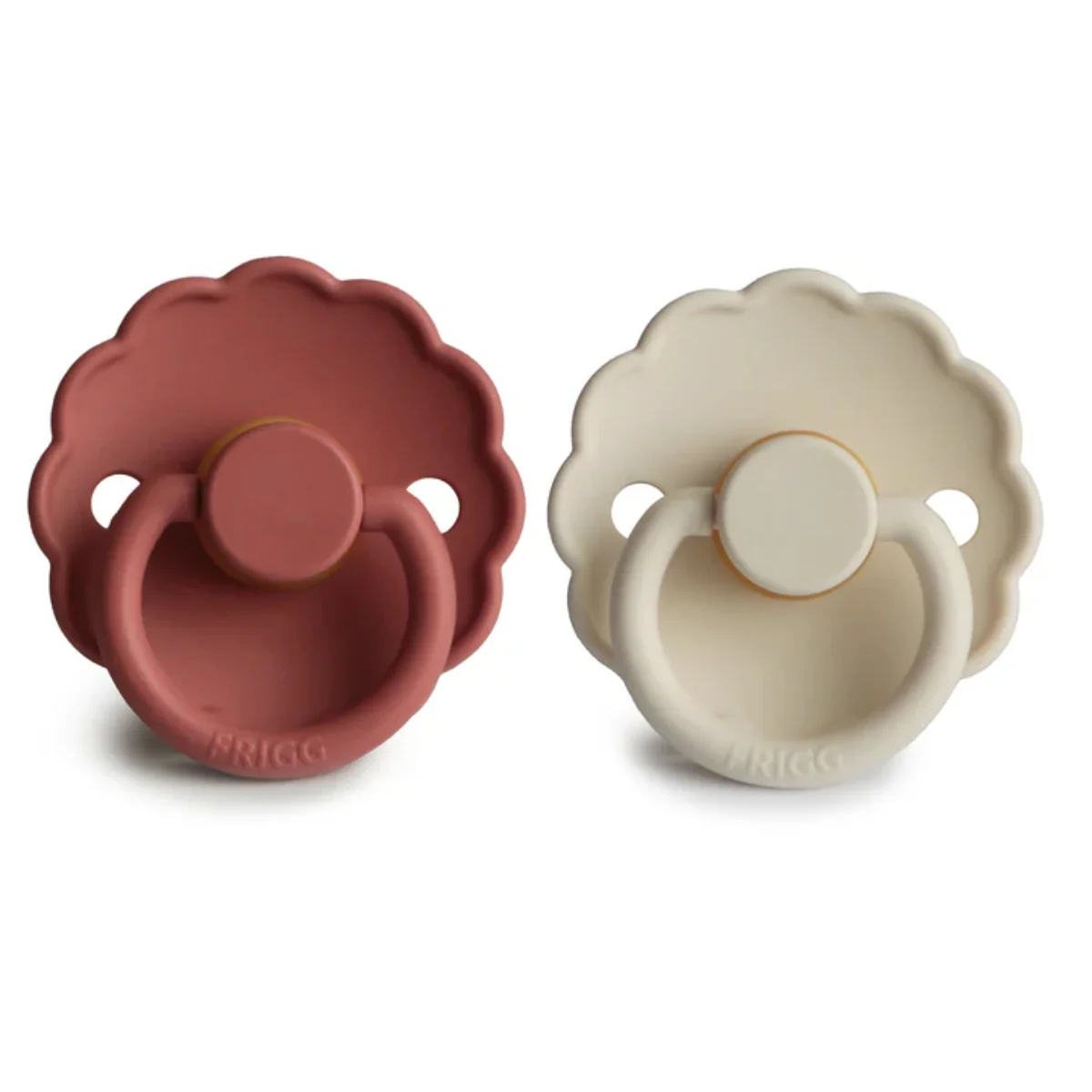 Mushie Frigg Daisy Natural Rubber Pacifier 2 pack - Baked Clay/Cream - 6-18M - Image 3