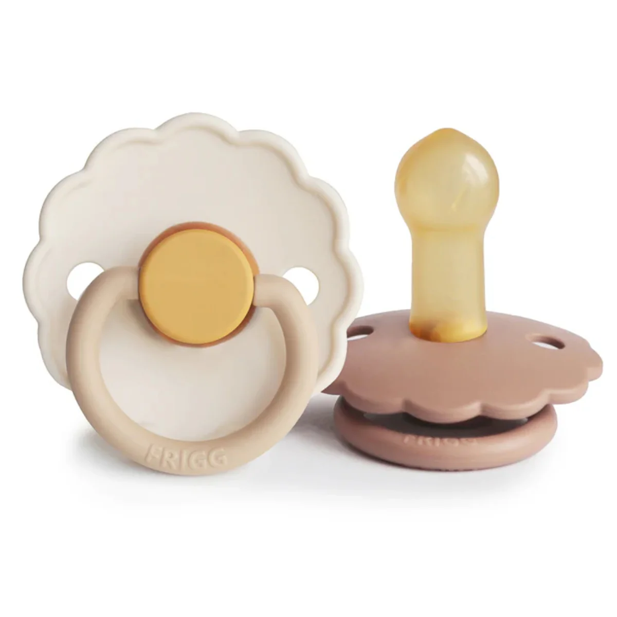 Mushie Frigg Daisy Natural Rubber Pacifier 2 pack - Chamomile/Peach Bronze - 0-6M