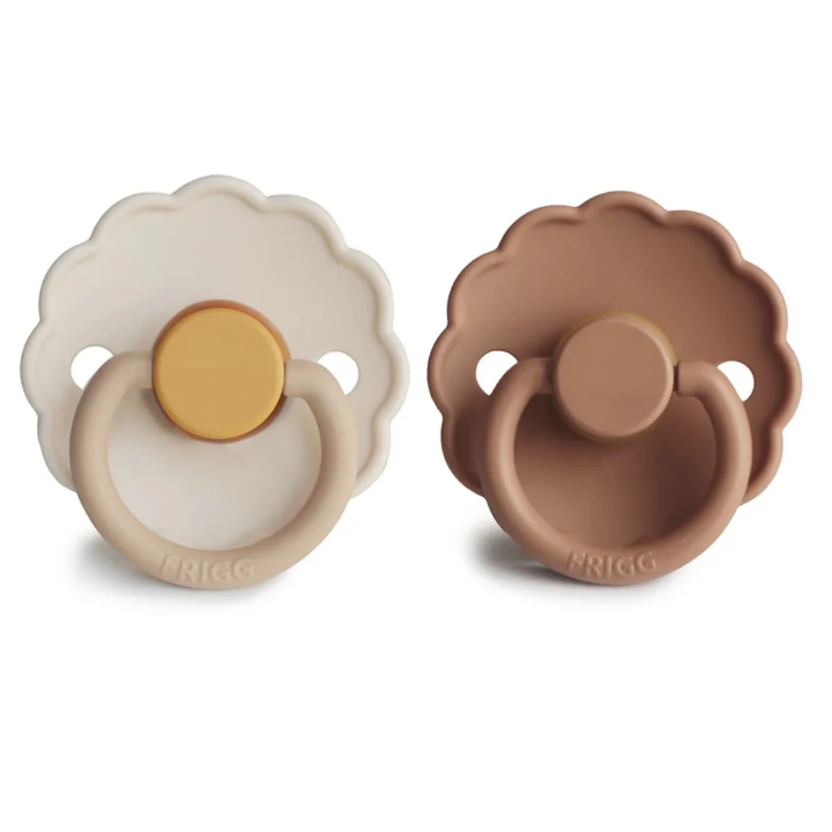 Mushie Frigg Daisy Natural Rubber Pacifier 2 pack - Chamomile/Peach Bronze - 0-6M - Image 3