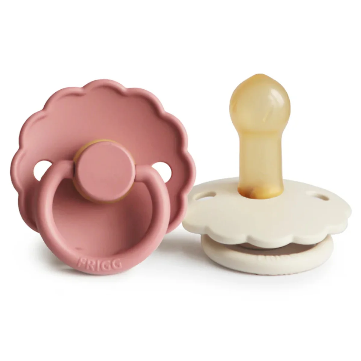 Mushie Frigg Daisy Natural Rubber Pacifier 2 pack - Powder Blush/Cream - 0-6M
