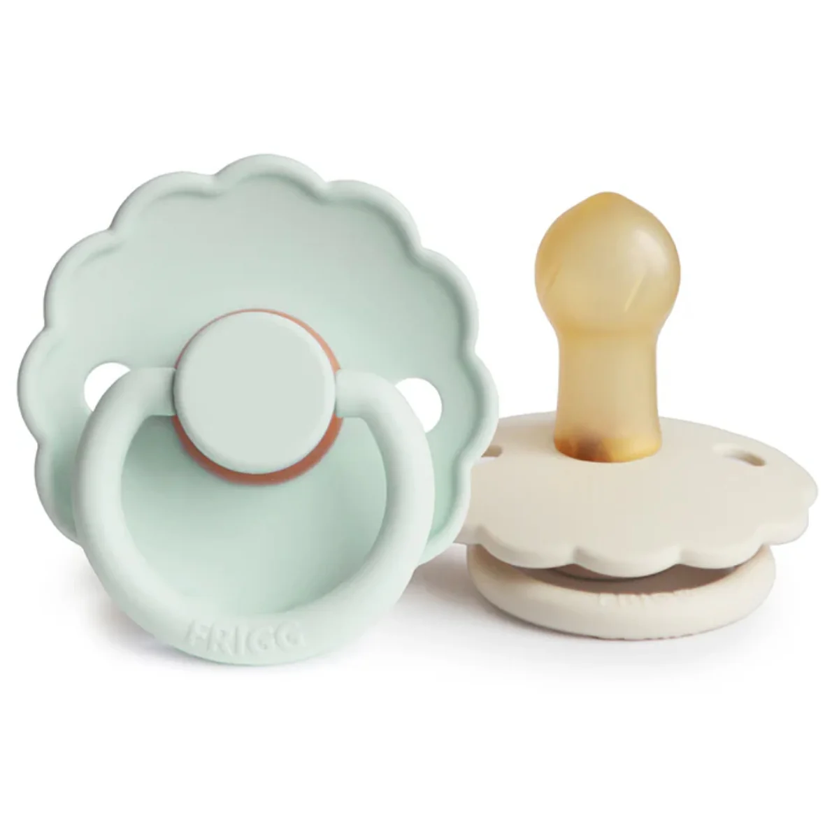 Mushie Frigg Daisy Natural Rubber Pacifier 2 pack - Seafoam/Cream - 0-6M