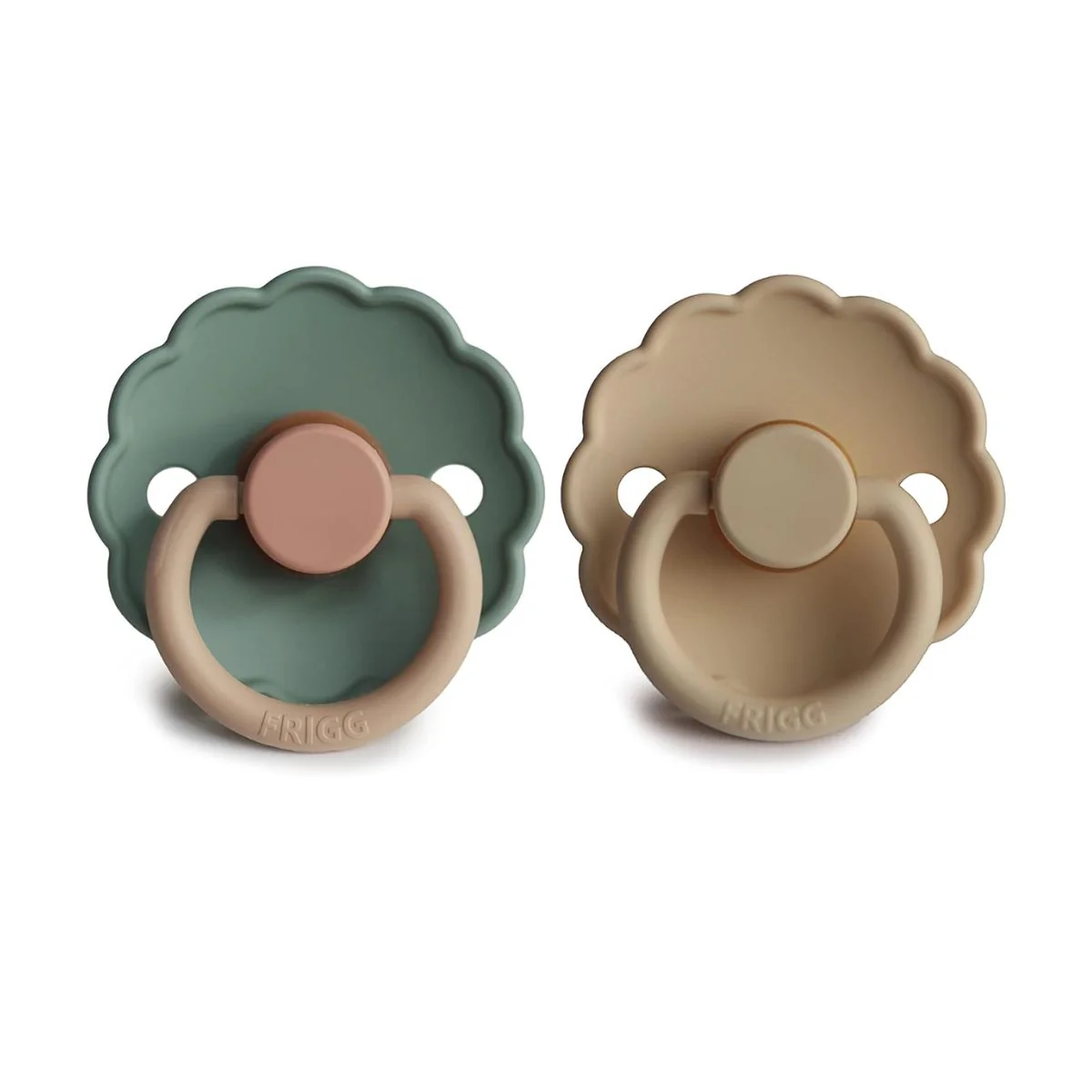 Mushie FRIGG Daisy Natural Rubber Pacifier 2 Pack - Willow/Croissant - 0-6M - Image 3