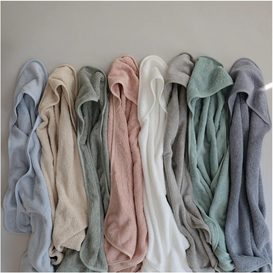 Mushie Organic Cotton Baby Hooded Towel Fog - Image 6