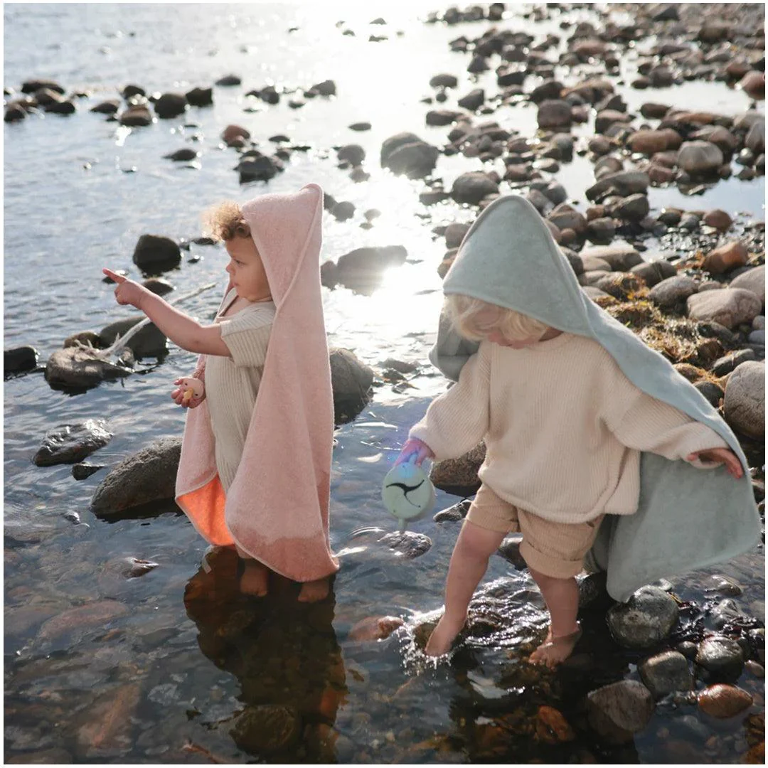 Mushie Organic Cotton Baby Hooded Towel Blush - Image 4