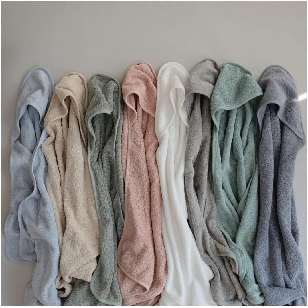 Mushie Organic Cotton Baby Hooded Towel Blush - Image 6