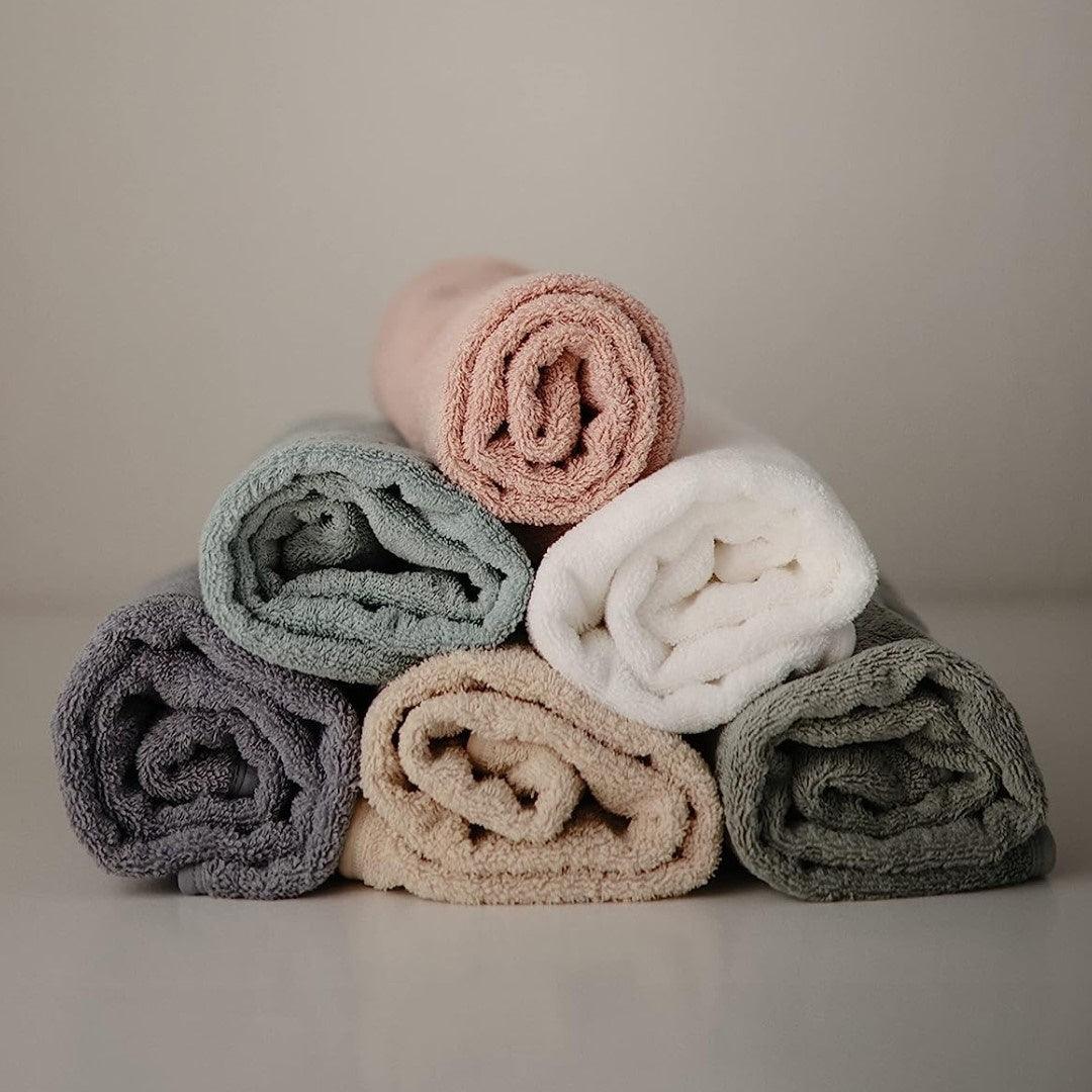 Mushie Organic Cotton Baby Hooded Towel Pearl - Image 8