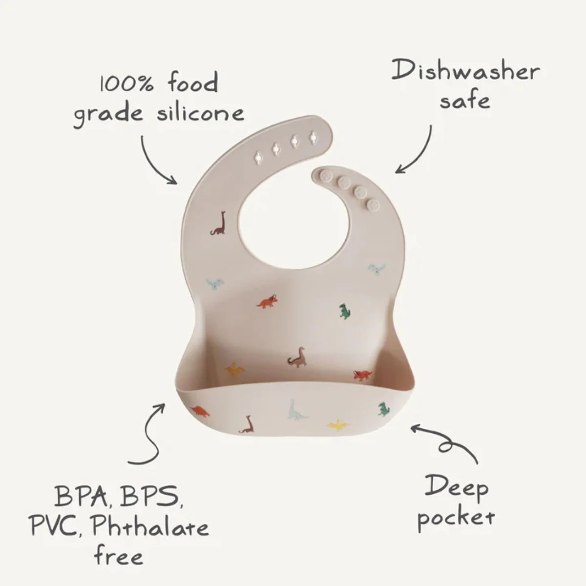 Mushie Silicone Baby Bib - Lilac Flowers - Image 3