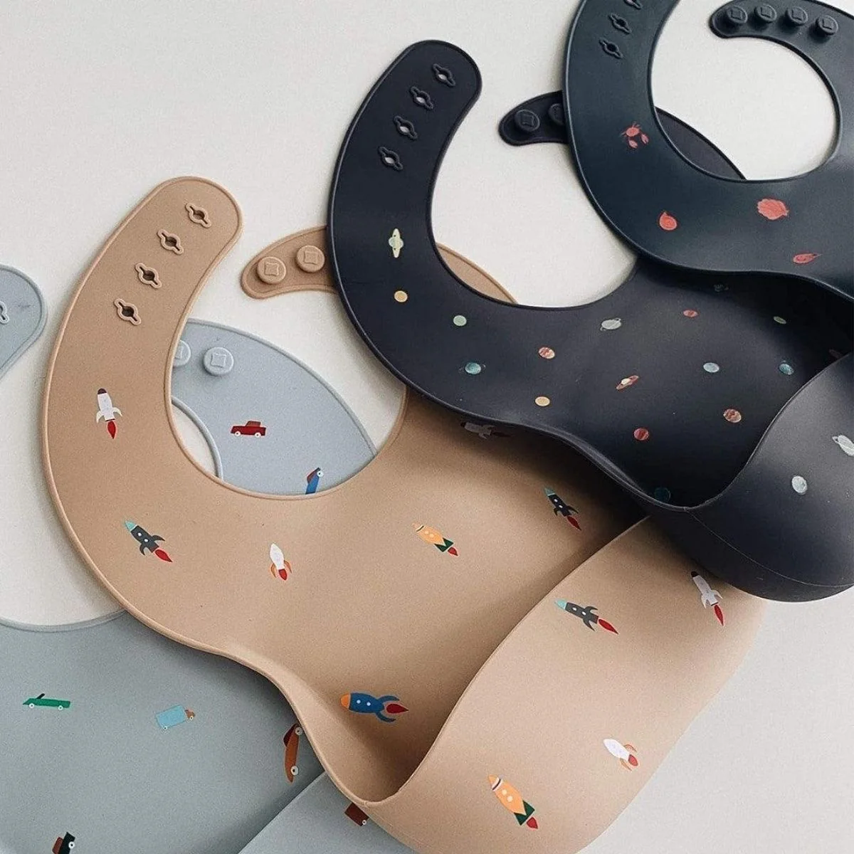Mushie Silicone Baby Bib - Planets - Image 5