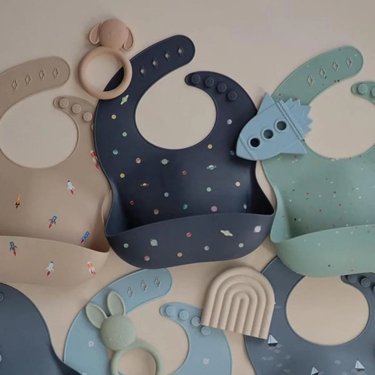 Mushie Silicone Baby Bib - Planets - Image 7