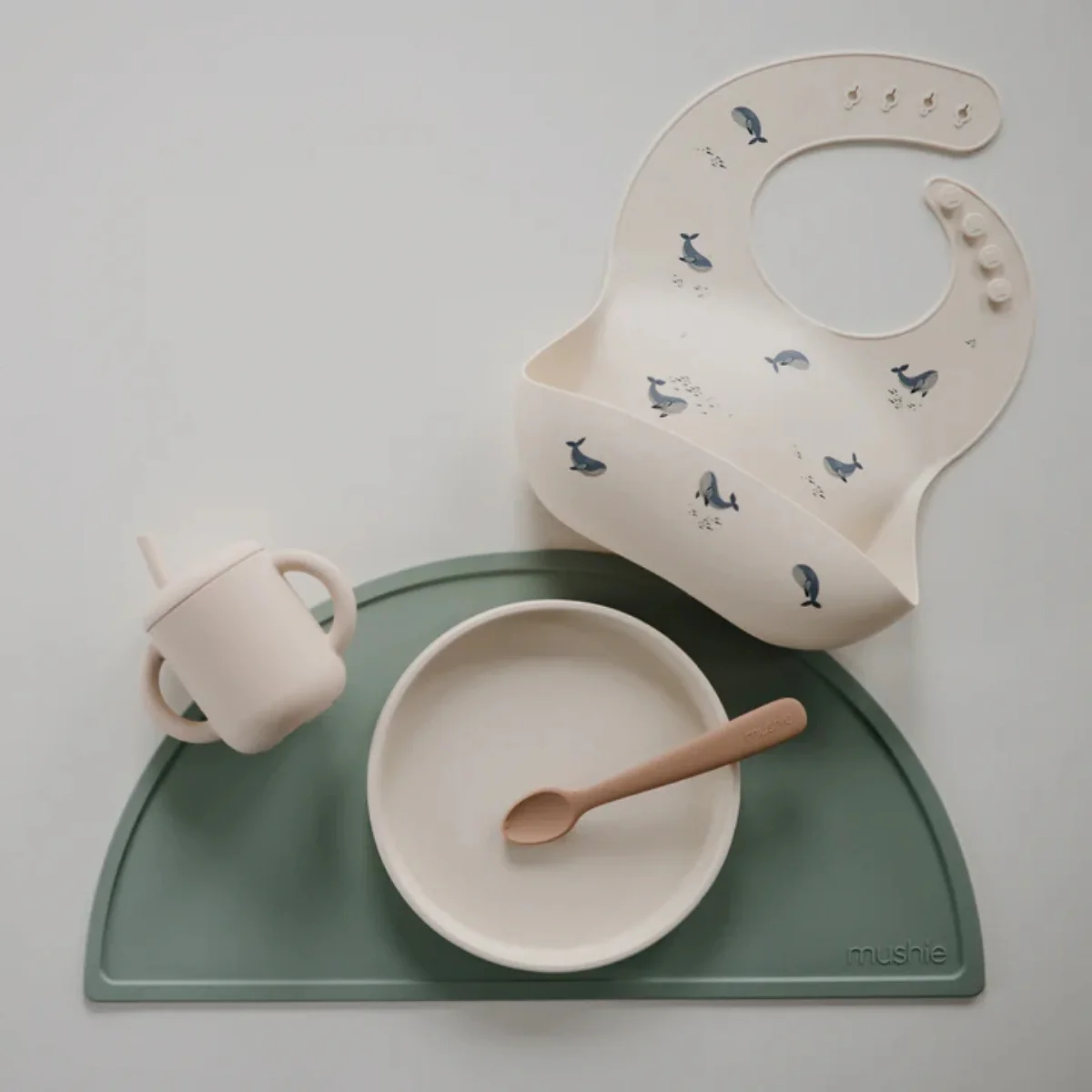Mushie Silicone Baby Bib - Whales - Image 6