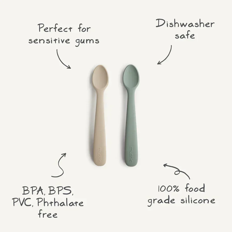 Mushie Silicone Feeding Spoons (Blush/Shifting Sand) 2-Pack - Image 5