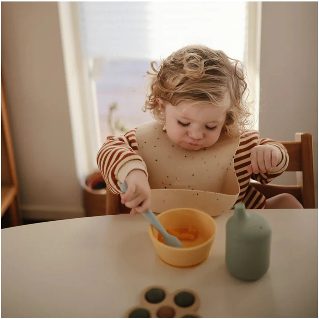 Mushie Silicone Feeding Spoons (Cambridge Blue/Shifting Sand) 2-Pack - Image 3