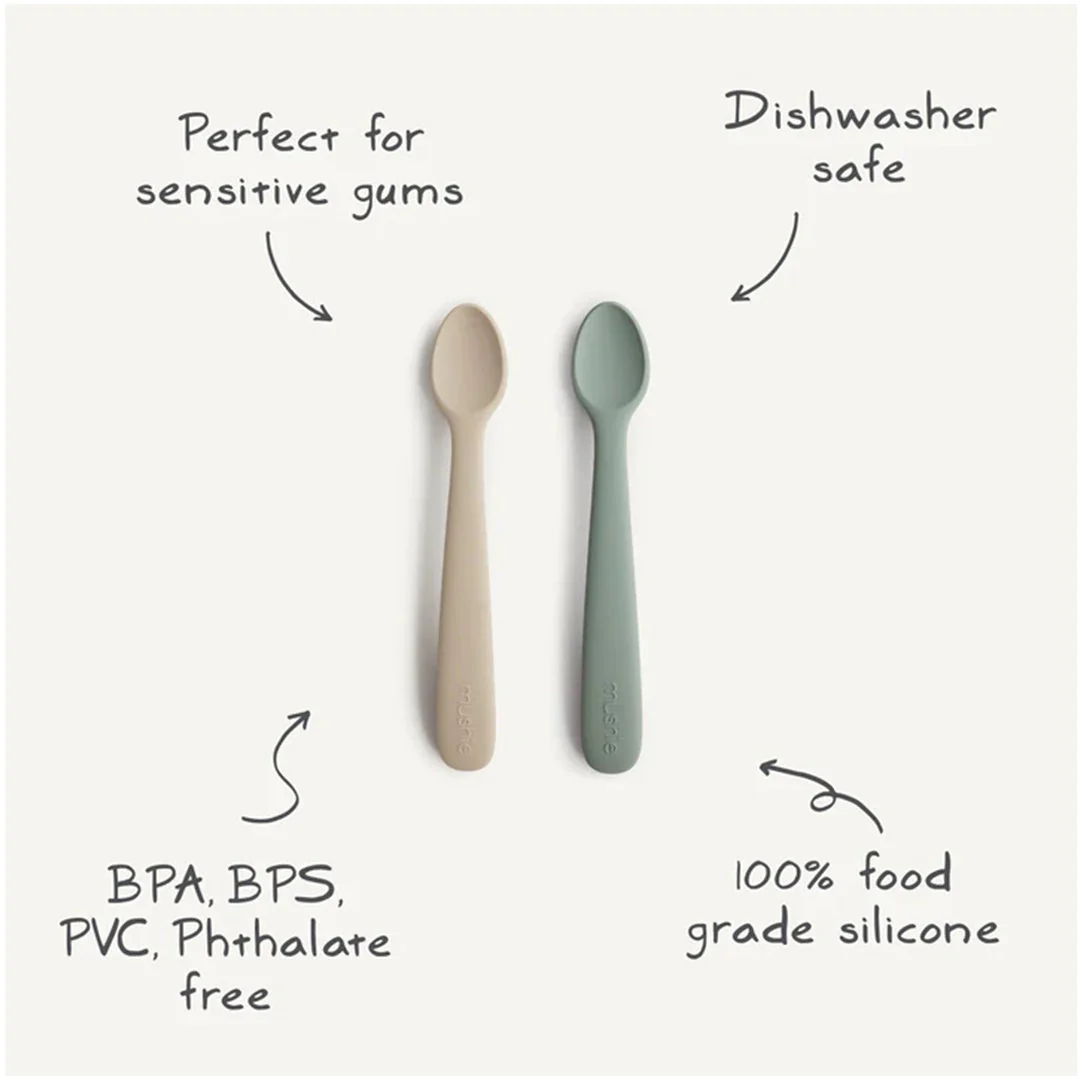 Mushie Silicone Feeding Spoons (Cambridge Blue/Shifting Sand) 2-Pack - Image 5