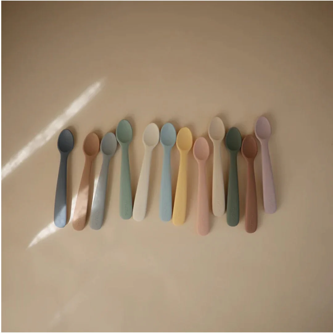 Mushie Silicone Feeding Spoons (Powder Blue) 2-Pack - Image 4