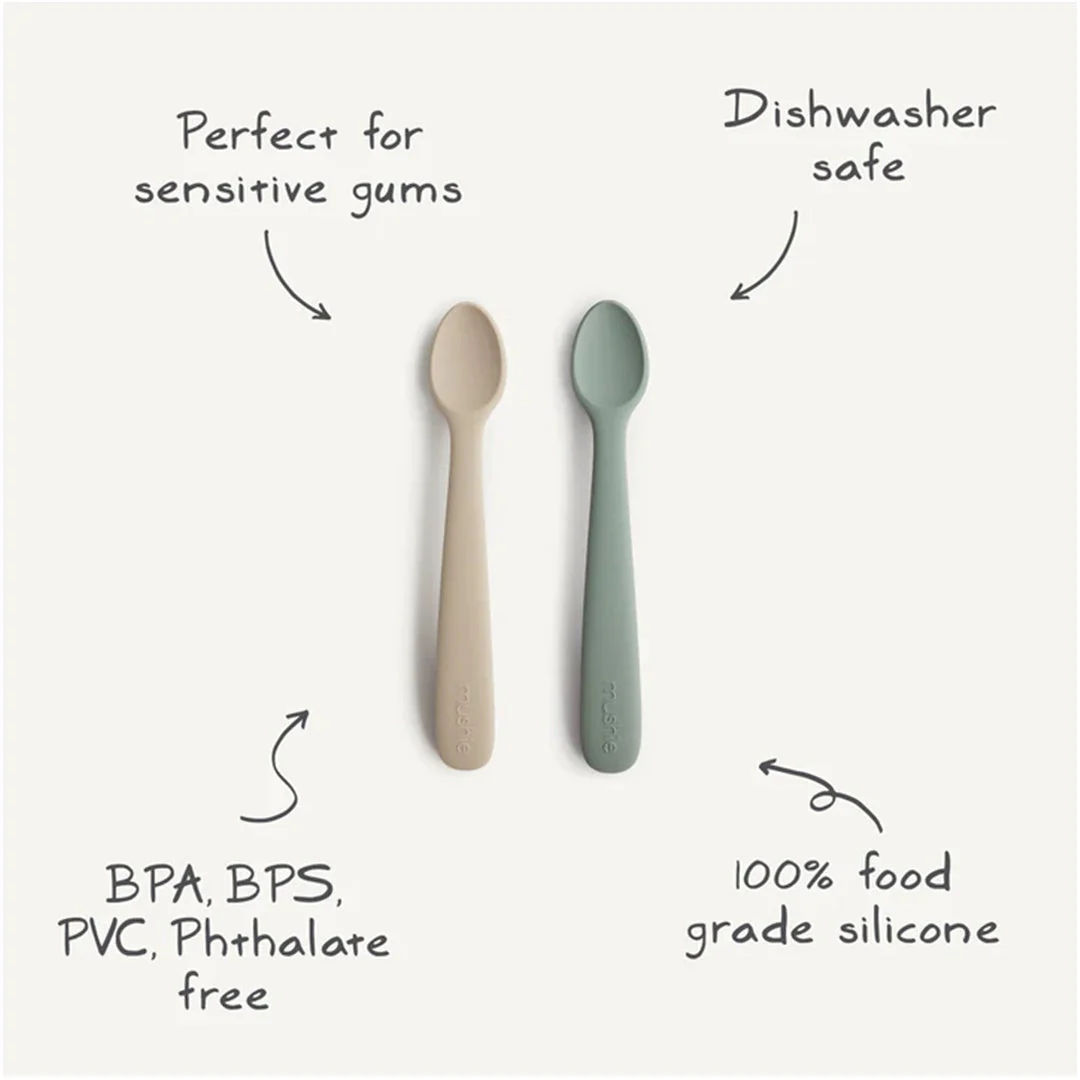 Mushie Silicone Feeding Spoons (Powder Blue) 2-Pack - Image 5