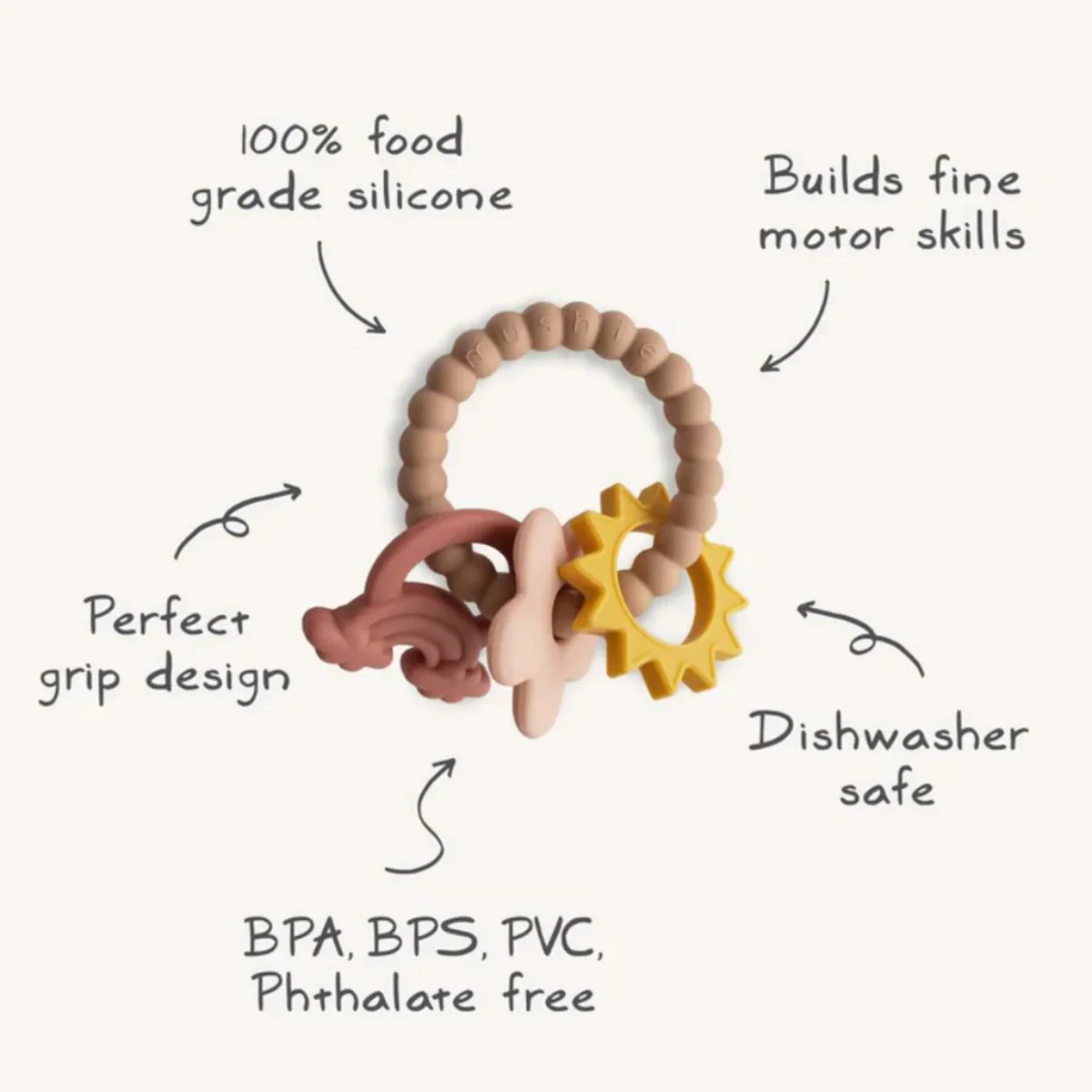 Mushie Silicone Nature Teething Ring Toy - Image 7