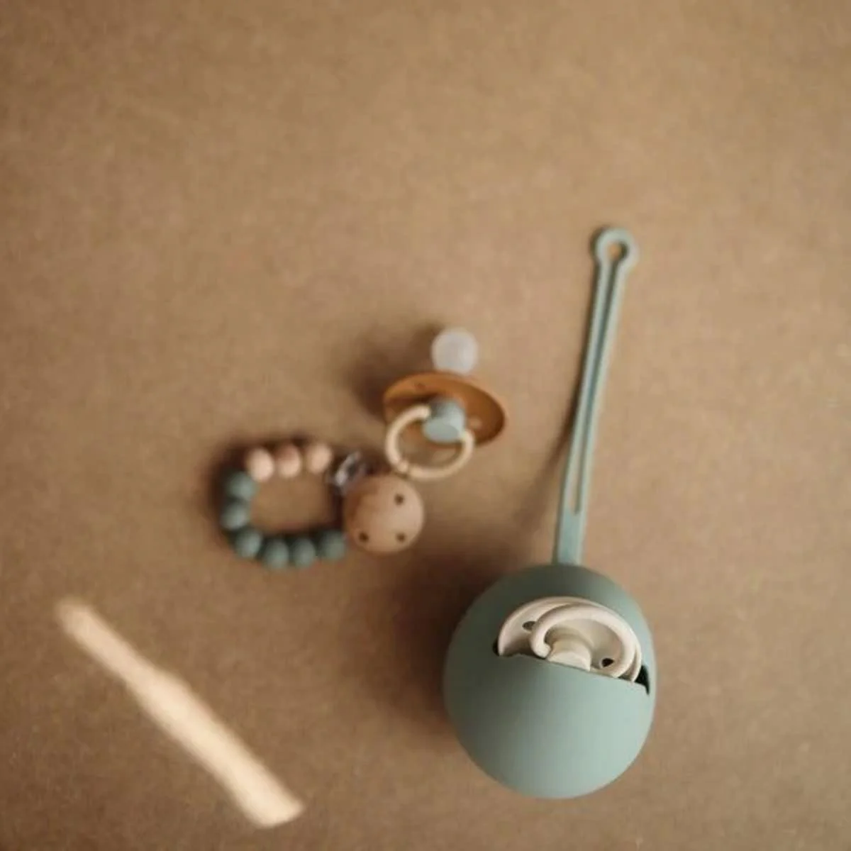 Mushie Silicone Pacifier Holder Case - Cambridge Blue - Image 4
