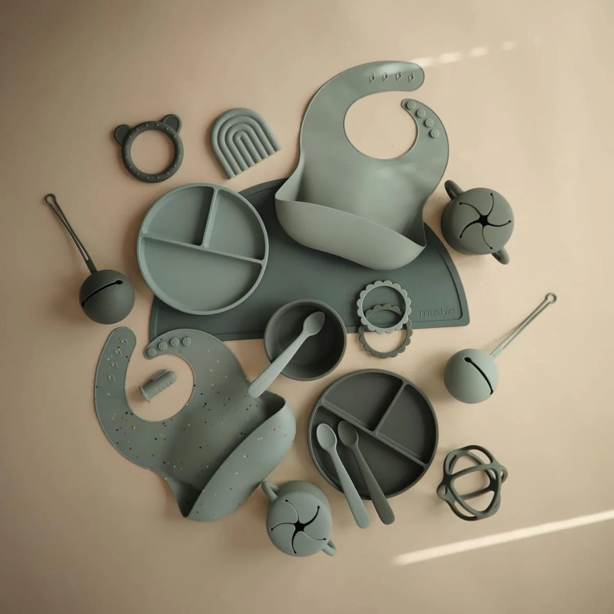 Mushie Silicone Pacifier Holder Case - Dried Thyme - Image 3