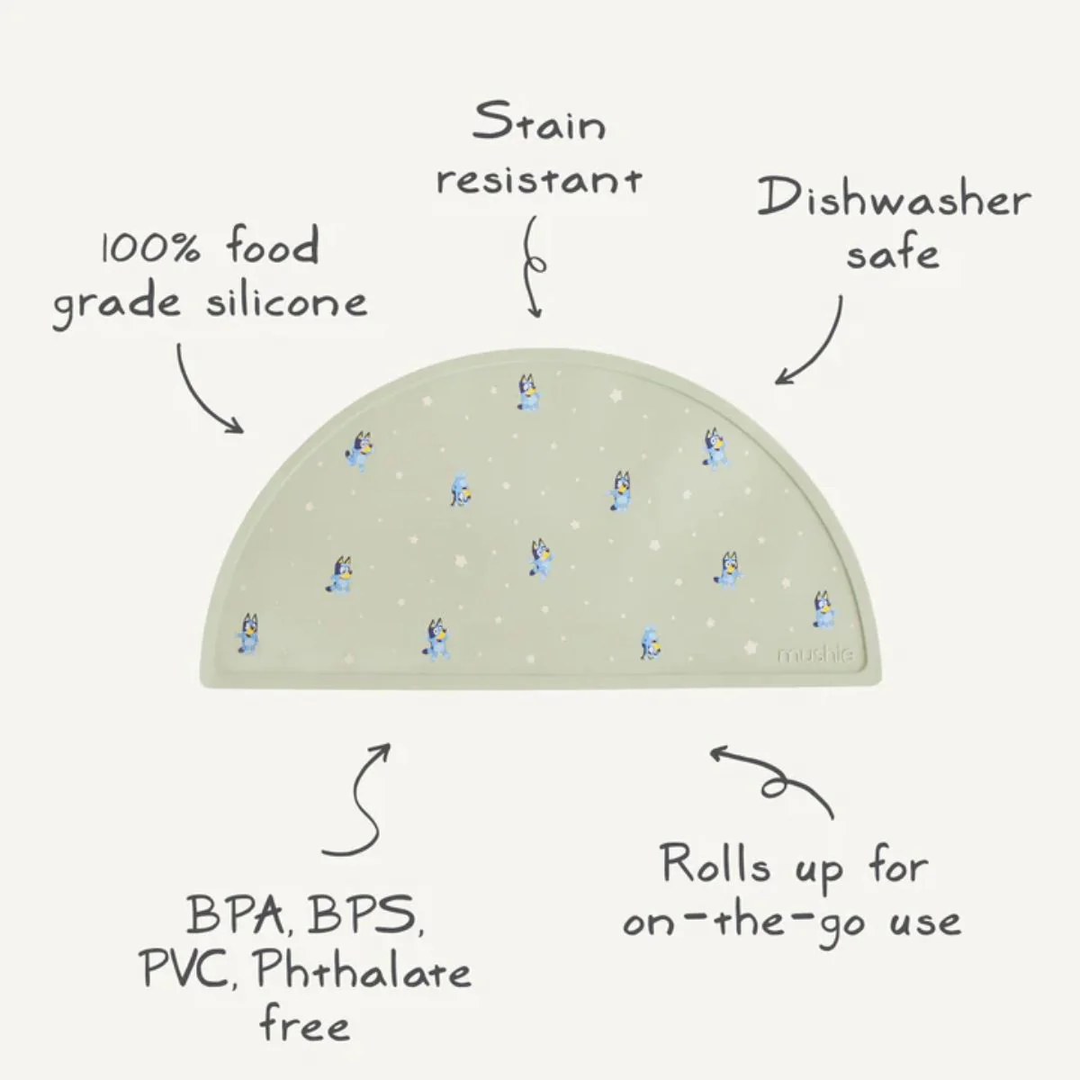 Mushie Silicone Placemat - Bluey Sage - Image 3