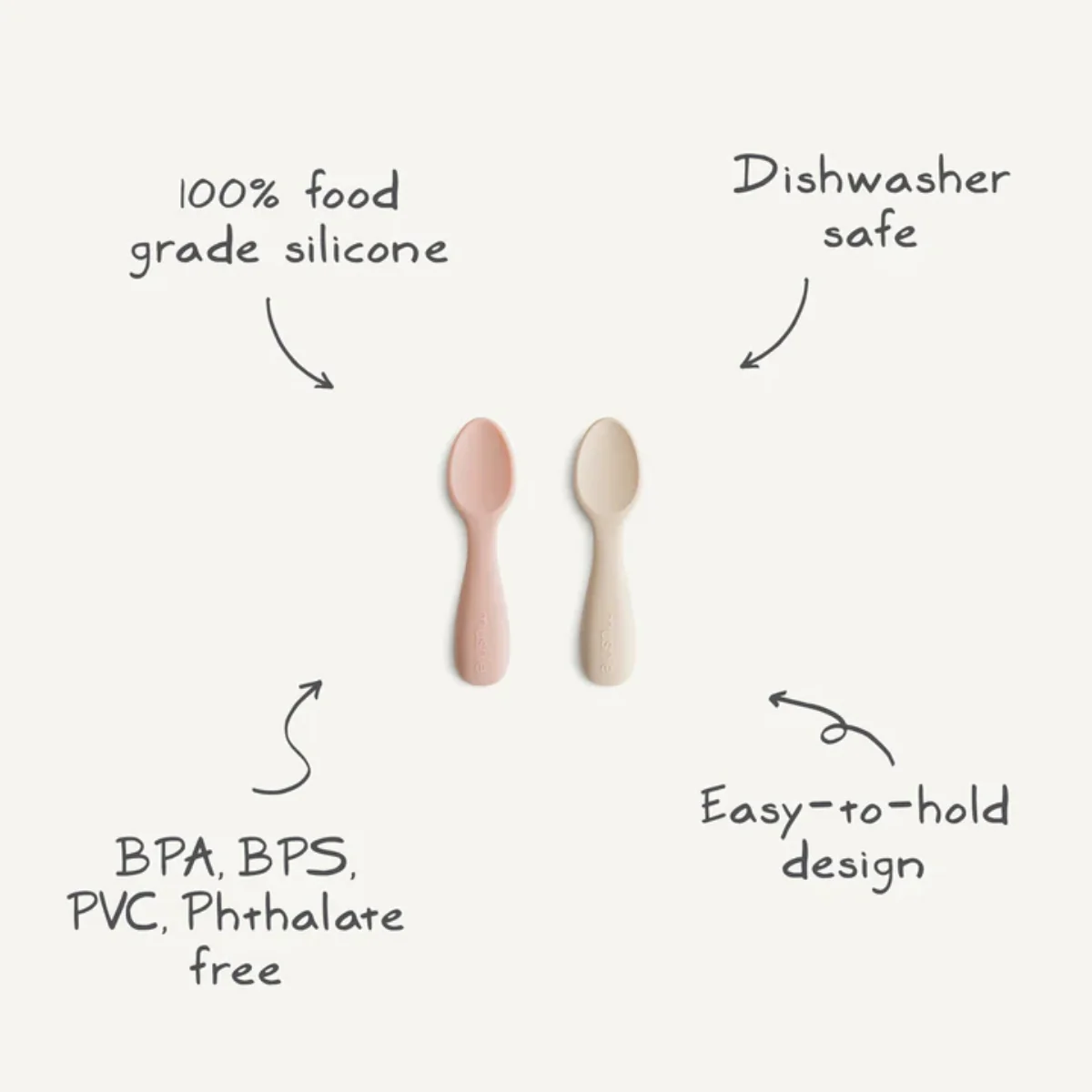 Mushie Silicone Toddler Starter Spoons 2-Pack Tradewinds/Shifting Sand - Image 9