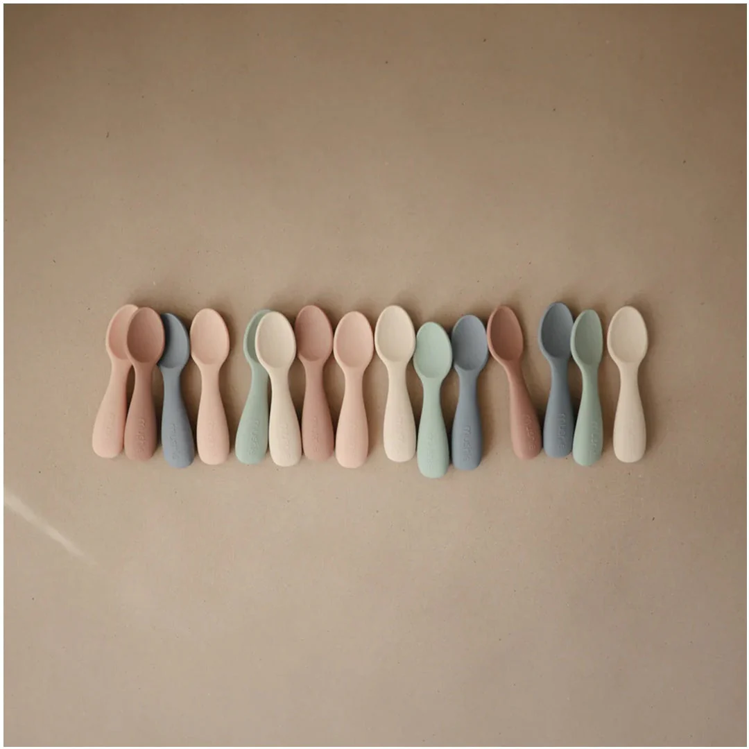 Mushie Silicone Toddler Starter Spoons 2-Pack Tradewinds/Shifting Sand - Image 5