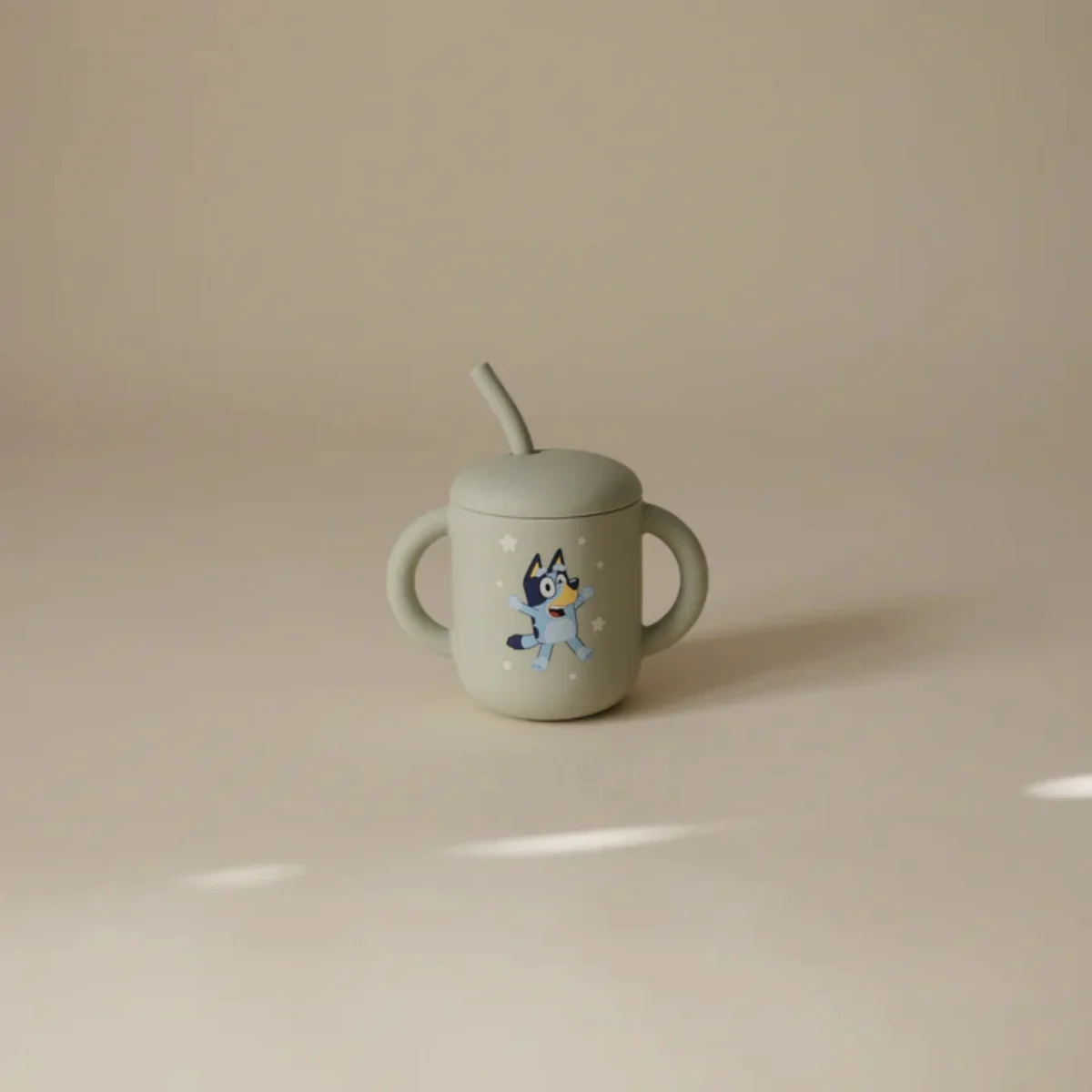 Mushie Silicone Training Cup + Straw - Bluey Sage - Image 5