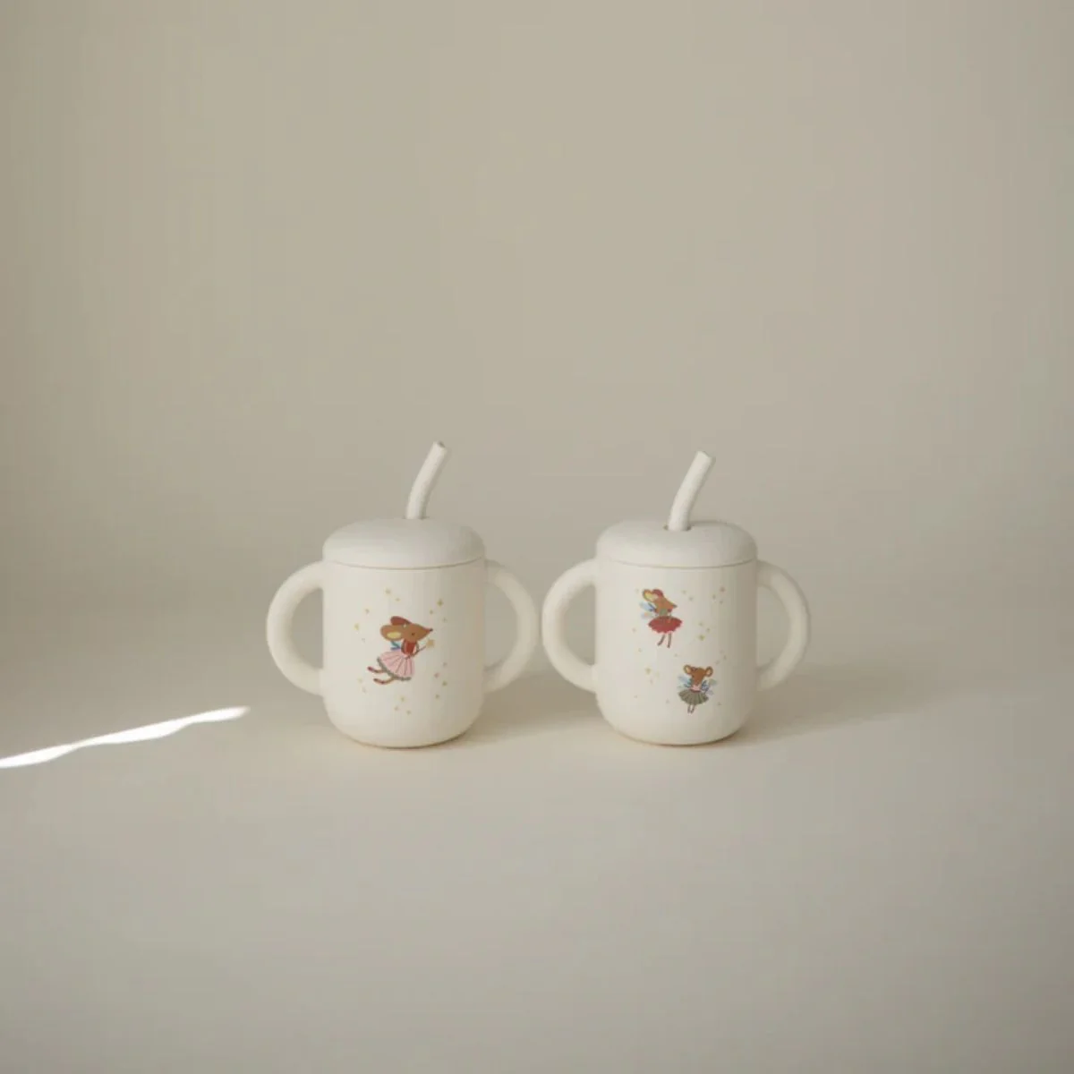 Mushie Silicone Training Cup + Straw - Fairy Mice - Image 4