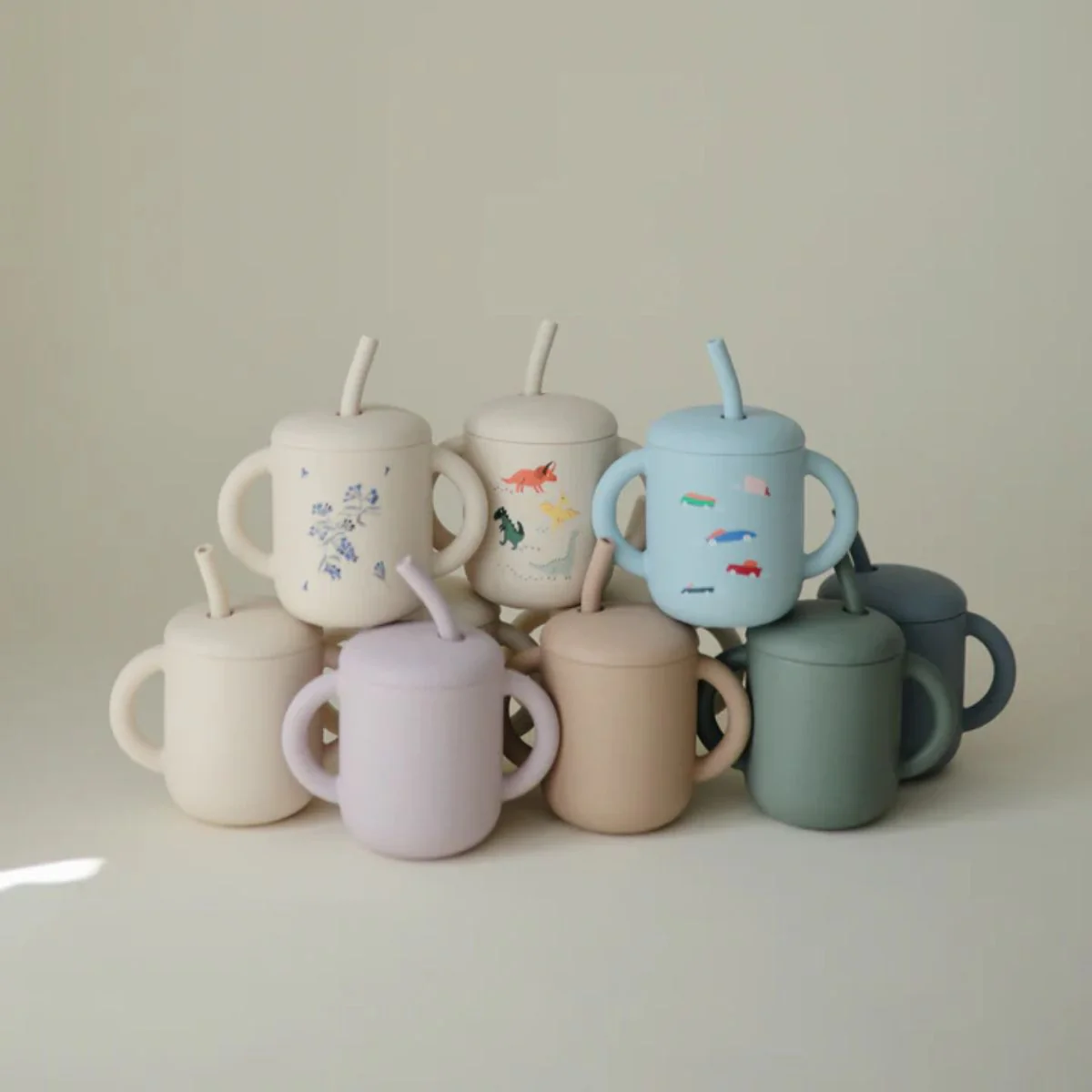 Mushie Silicone Training Cup + Straw - Fairy Mice - Image 5