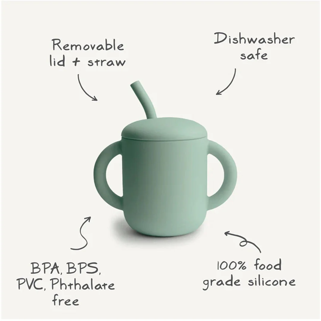 Mushie Silicone Training Cup + Straw - Shifting Sand - Image 3